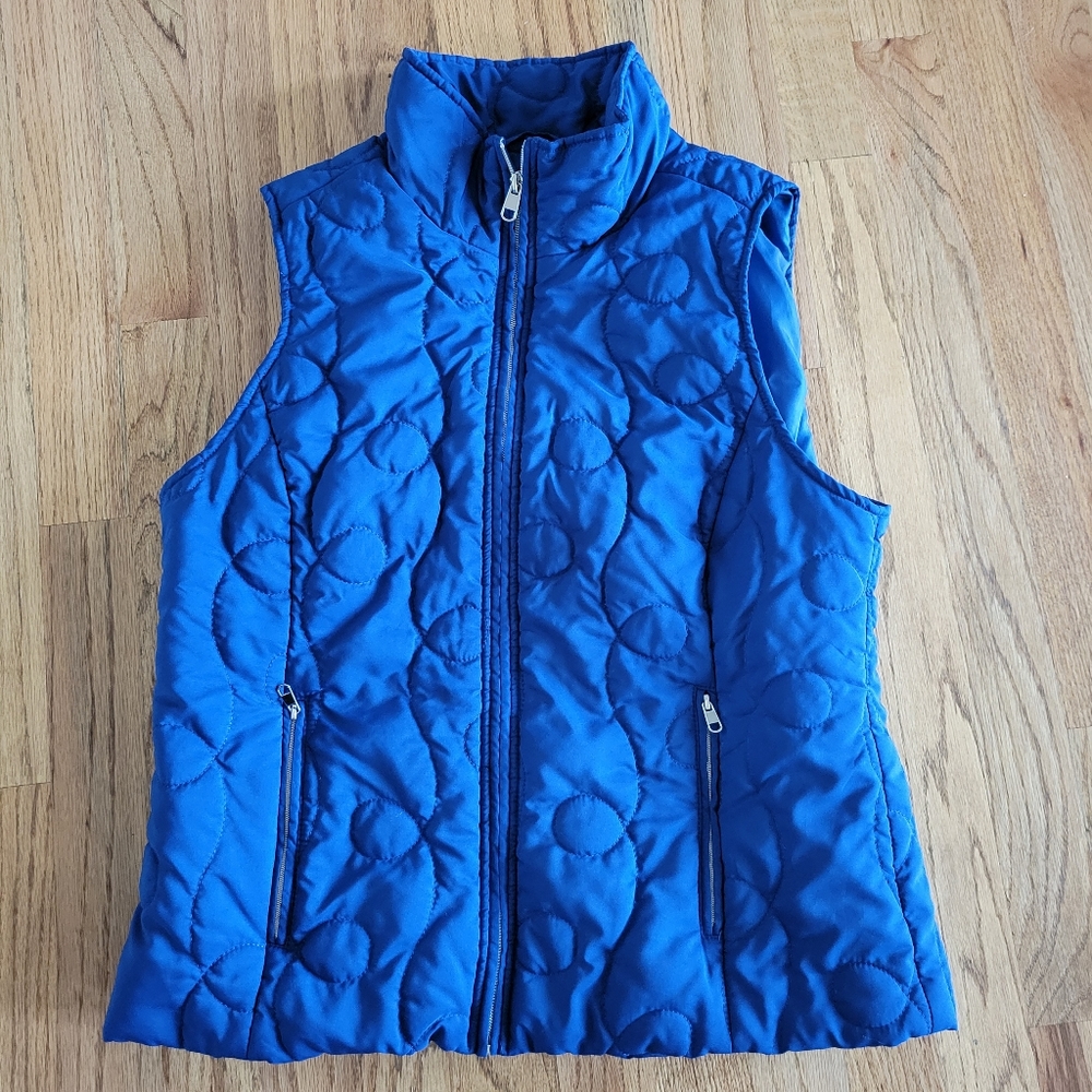 Like New- Blue Zip up quilted vest by Christopher Banks. SZ PM